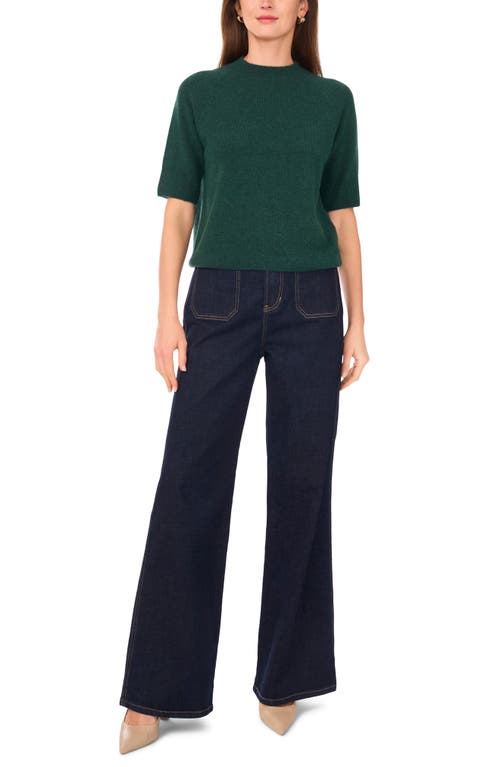Vince Camuto Crewneck Short Sleeve Sweater In Green