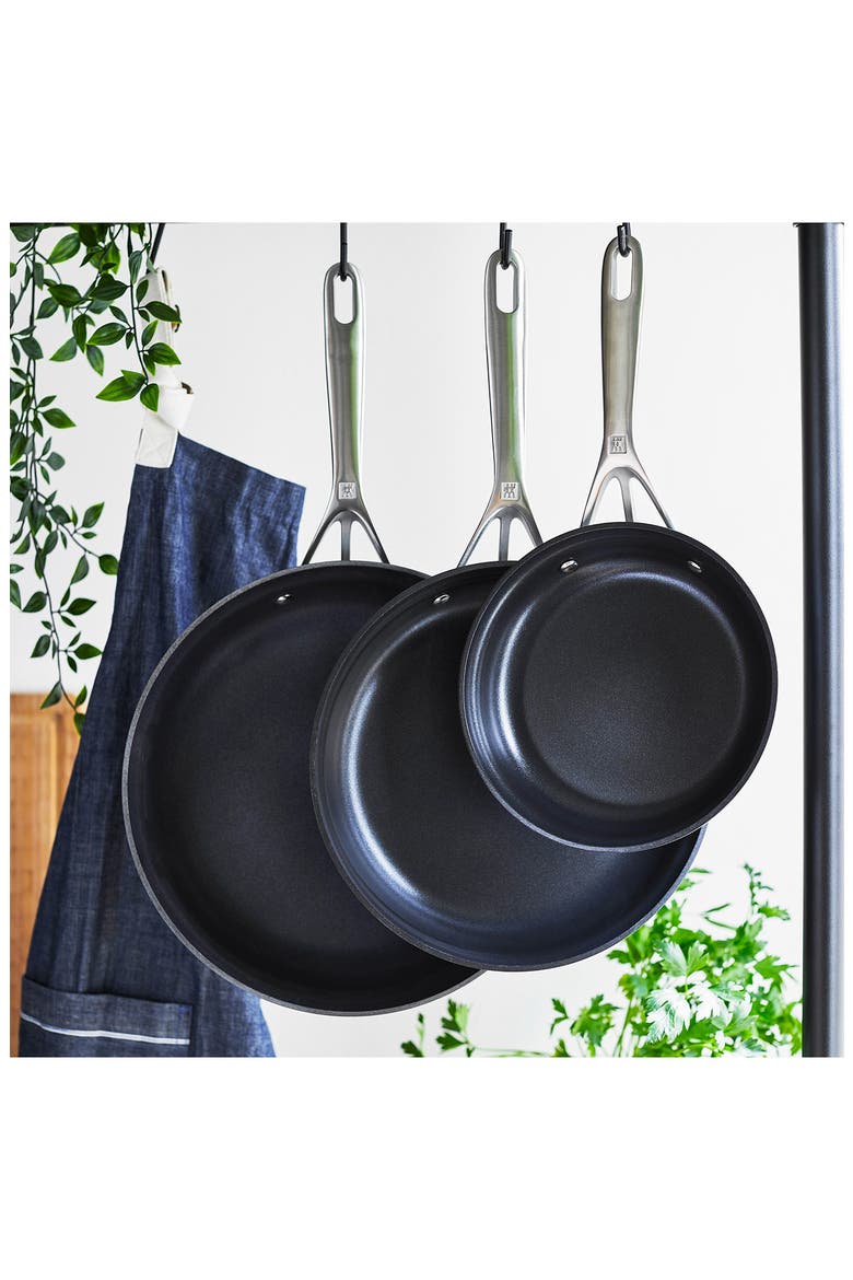 Motion Hard Anodized Aluminum Nonstick Fry Pan 3-Piece Set, Alternate, color, ALUMINUM