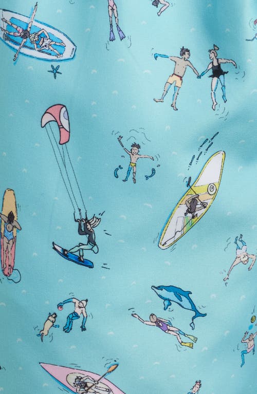 Boardies Sea Folk Mid Length Swim Trunks In Blue