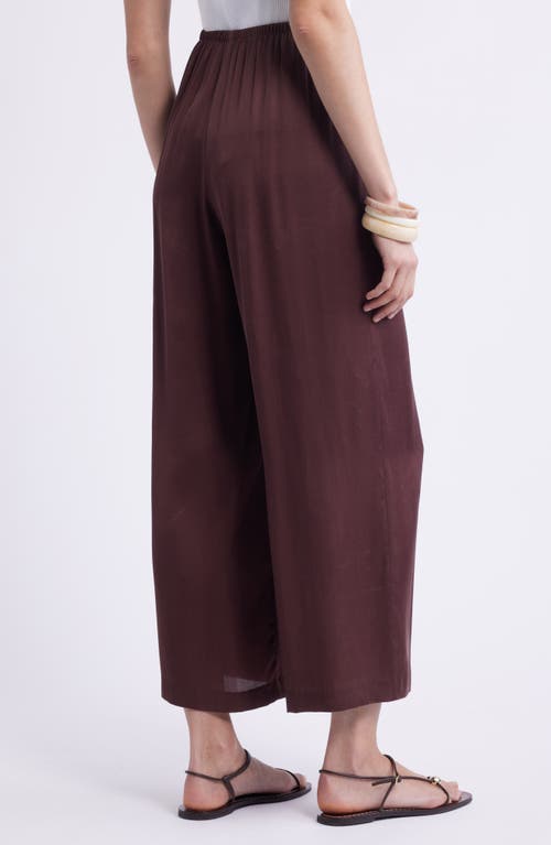 Nordstrom Print Pull-on Satin Crop Wide Leg Pants In Burgundy