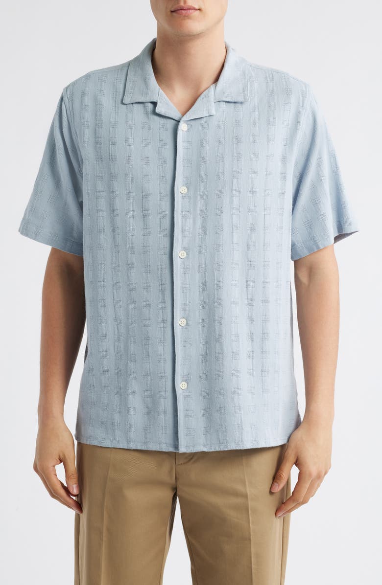 Wax London Didcot Open Weave Camp Shirt, Main, color, Pale Blue