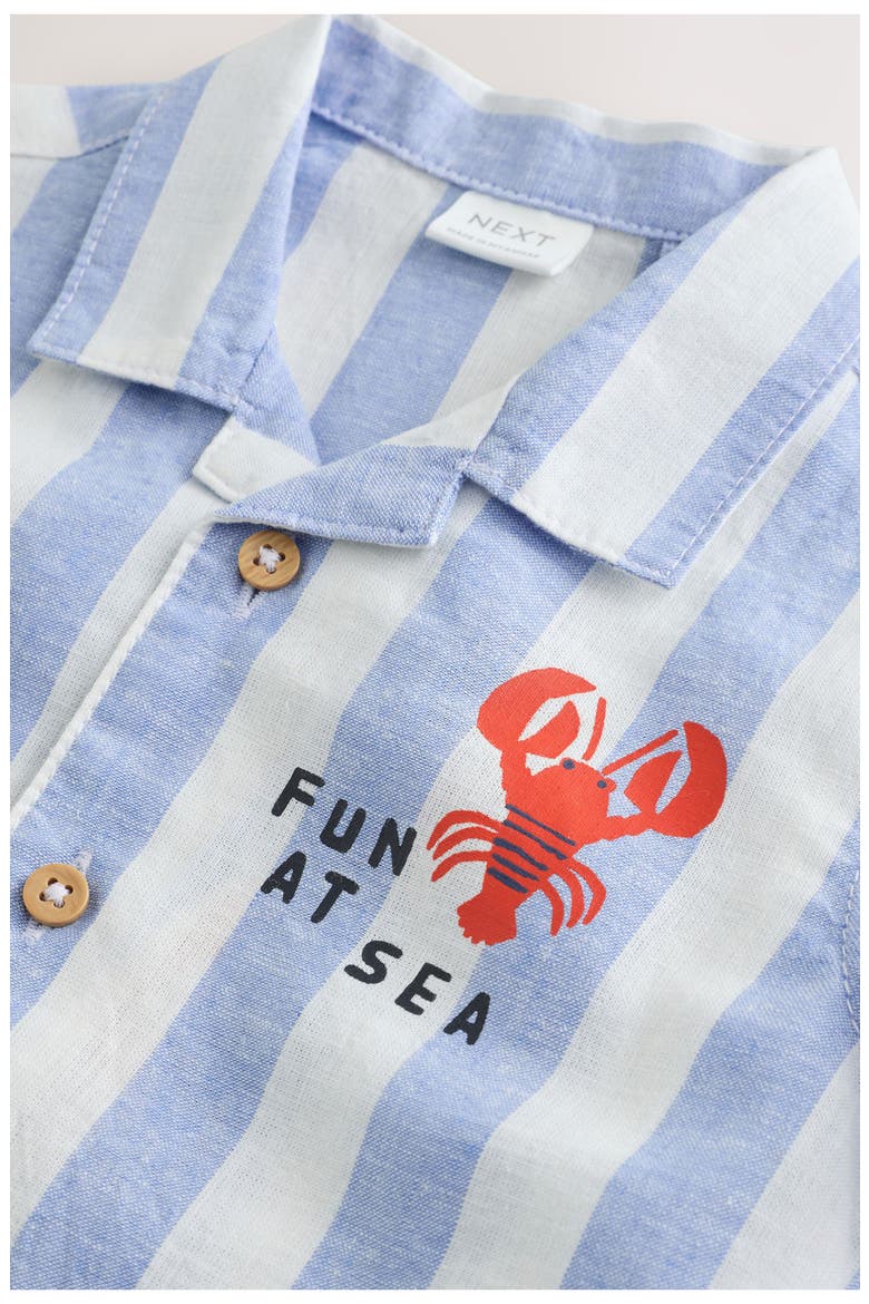 Kids' Stripe Linen & Cotton Button-Up Shirt, Alternate, color, PRINT