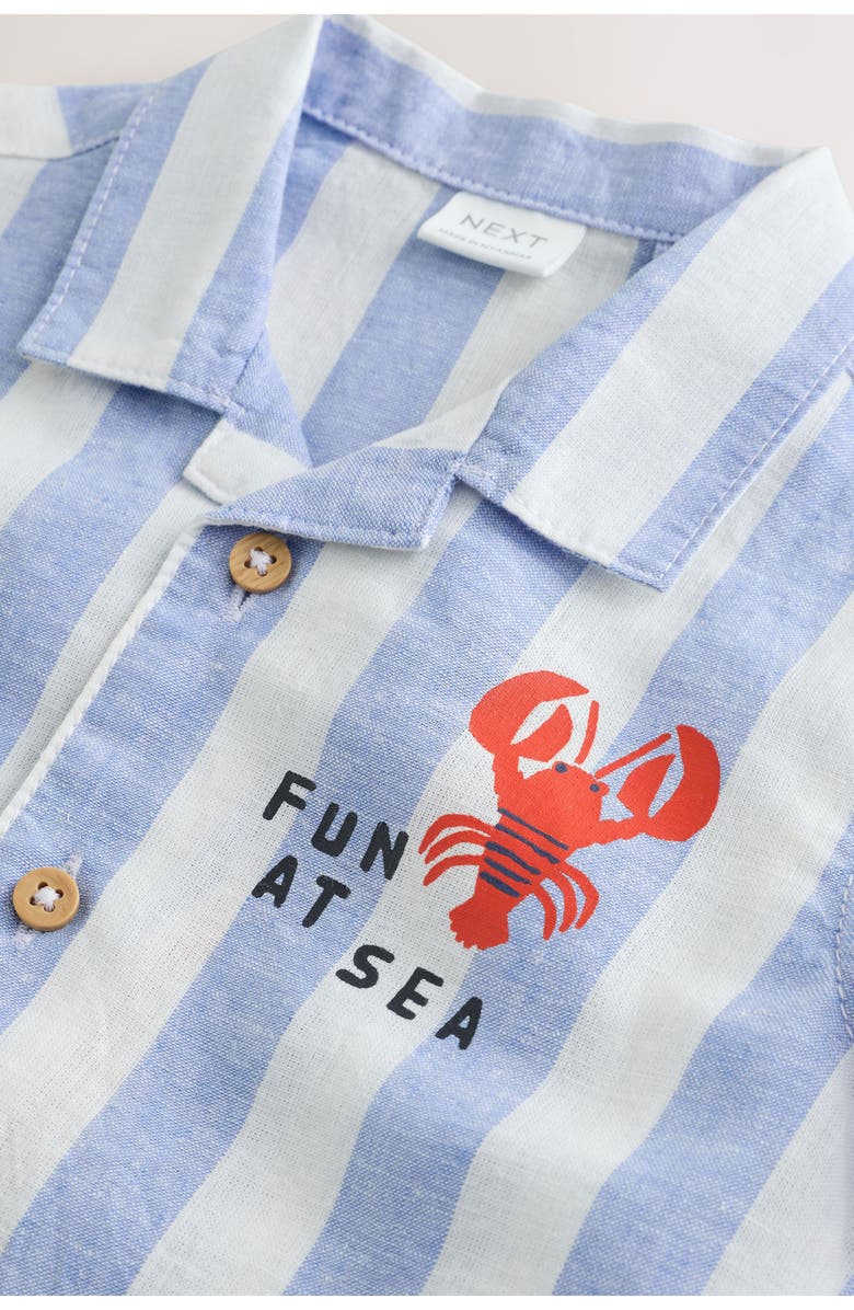NEXT Kids' Stripe Linen & Cotton Button-Up Shirt, Alternate, color, Print