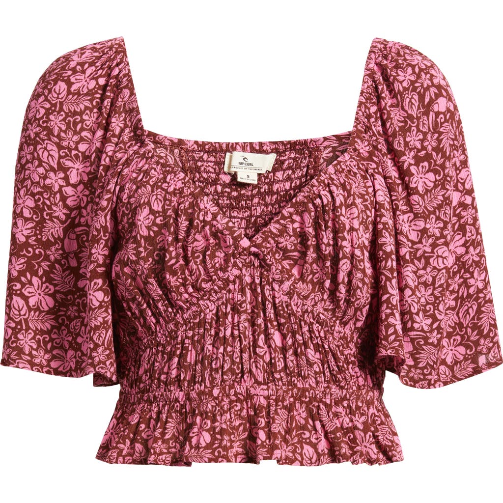 Rip Curl Beach Party Flutter Sleeve Top In Hot Pink