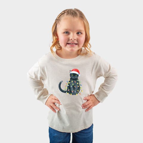 Cat Christmas Lights Long Sleeve Tee (toddler)