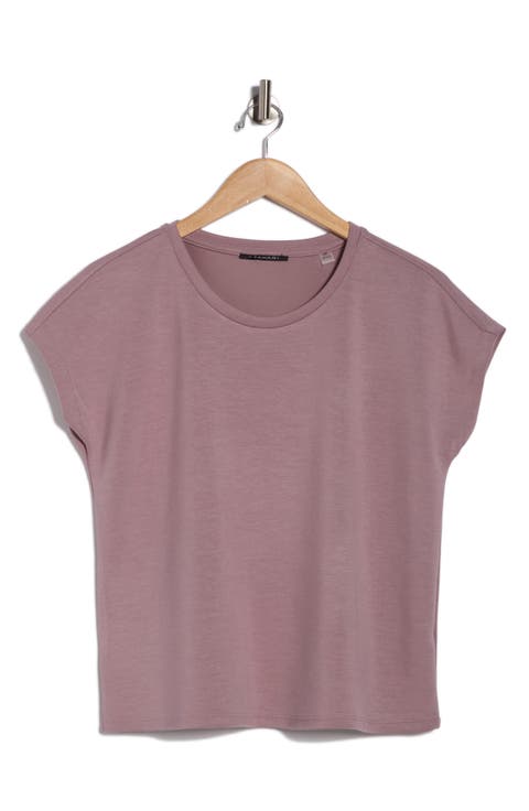 Extended Shoulder Crewneck Scuba Knit T-Shirt