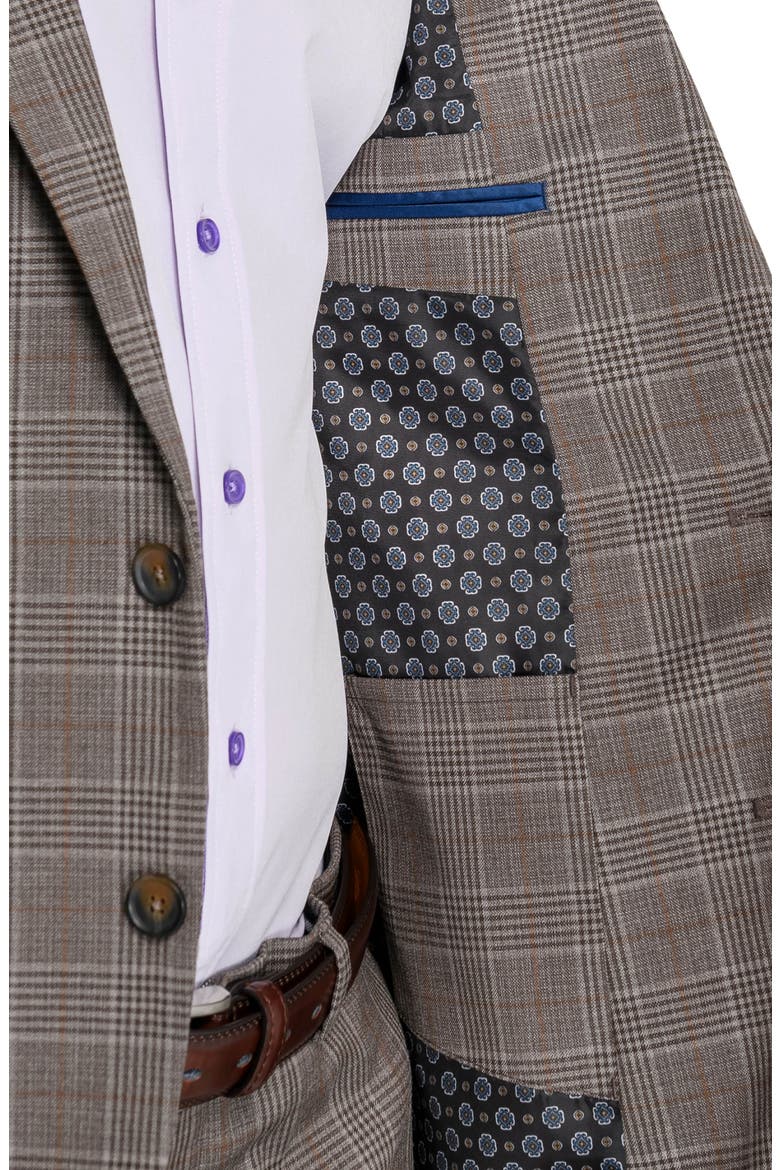 Slim Fit Plaid Suit Jacket, Alternate, color, TAUPE