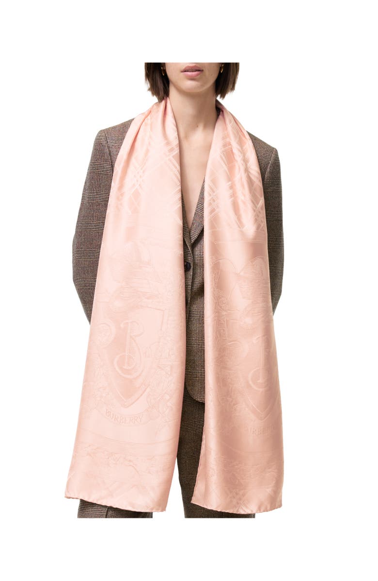 Burberry Floral Crest Silk Scarf, Alternate, color, Compact Pink