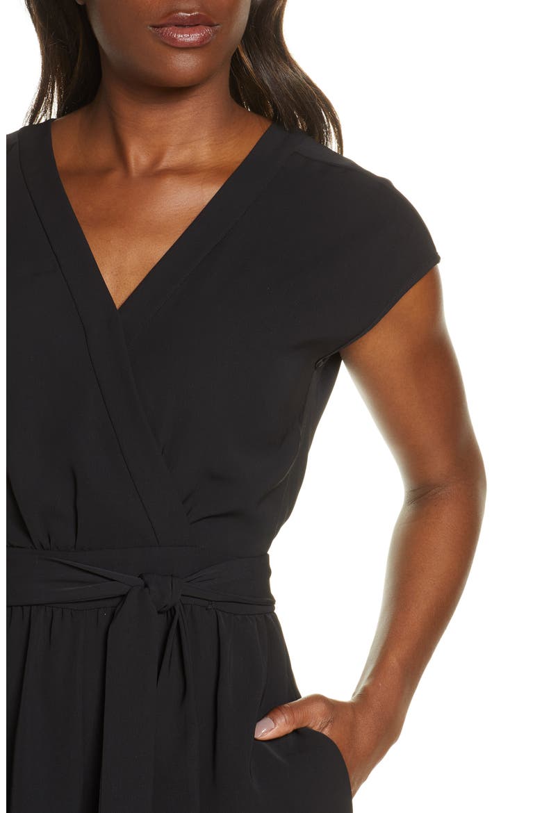 Faux Wrap Crop Jumpsuit, Alternate, color, BLACK