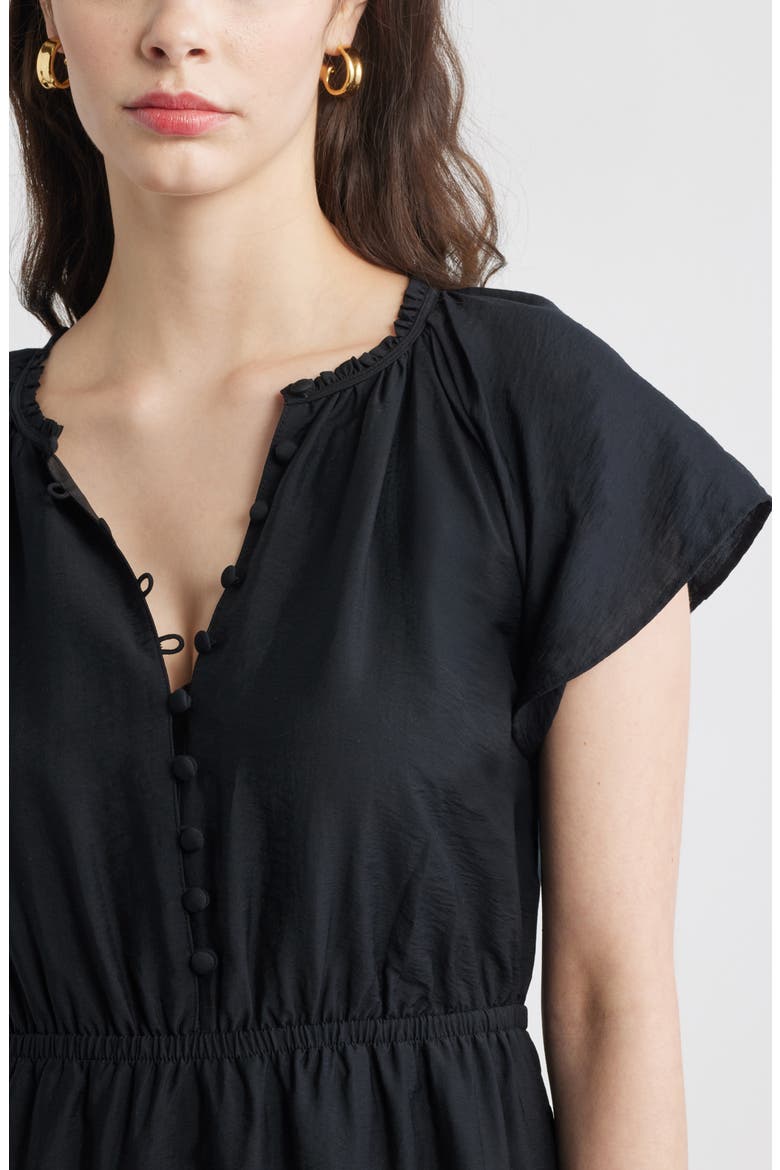 Front Button Midi Dress, Alternate, color, BLACK