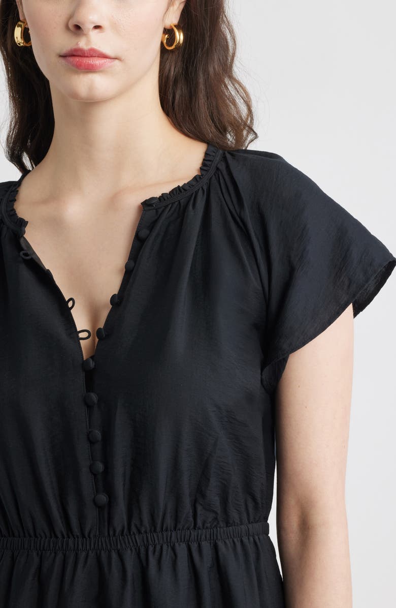 Caslon<sup>®</sup> Front Button Midi Dress, Alternate, color, Black