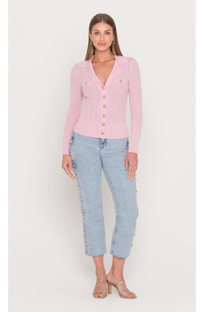 Generation Love Charlotte Pointelle Rib Cardigan, Alternate, color, Soft Rose