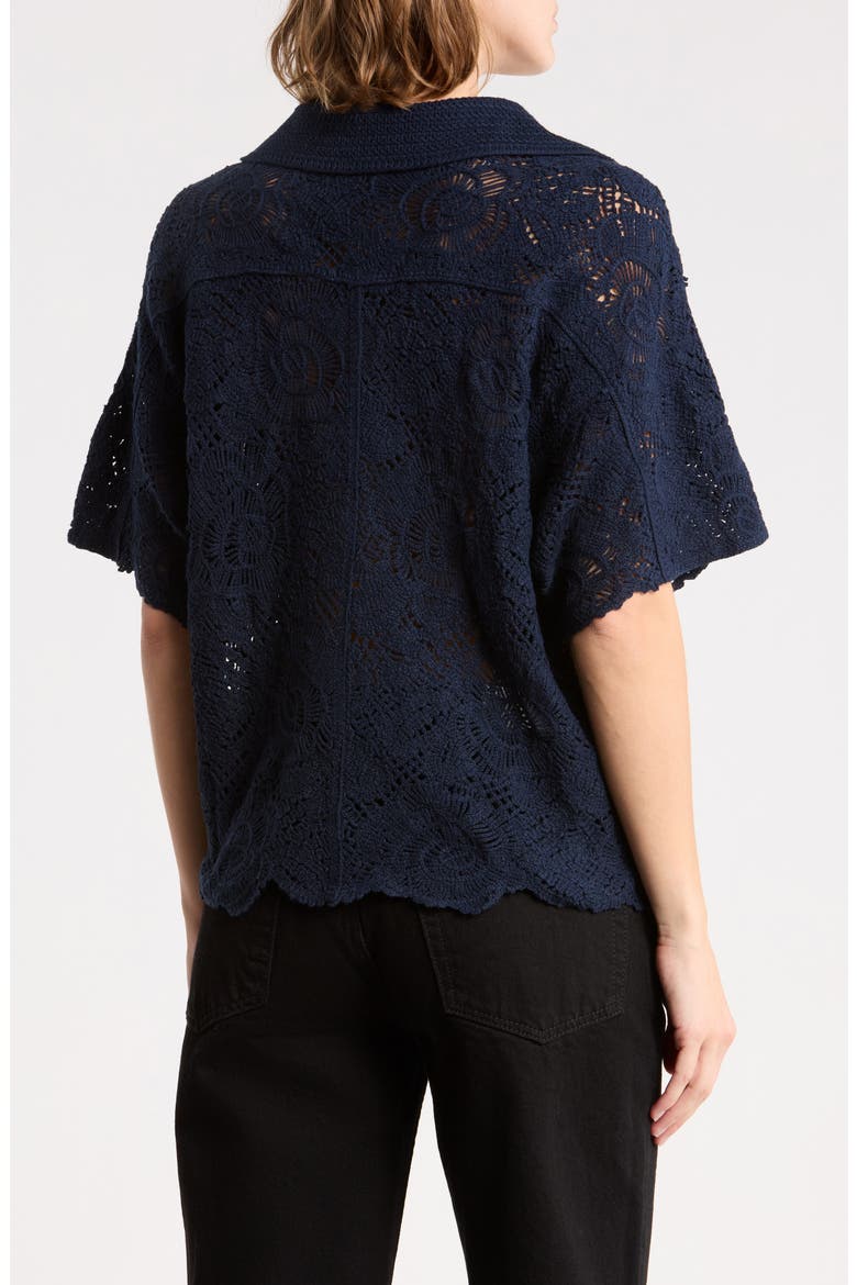 Short Sleeve Open Stitch Polo, Alternate, color, NAVY
