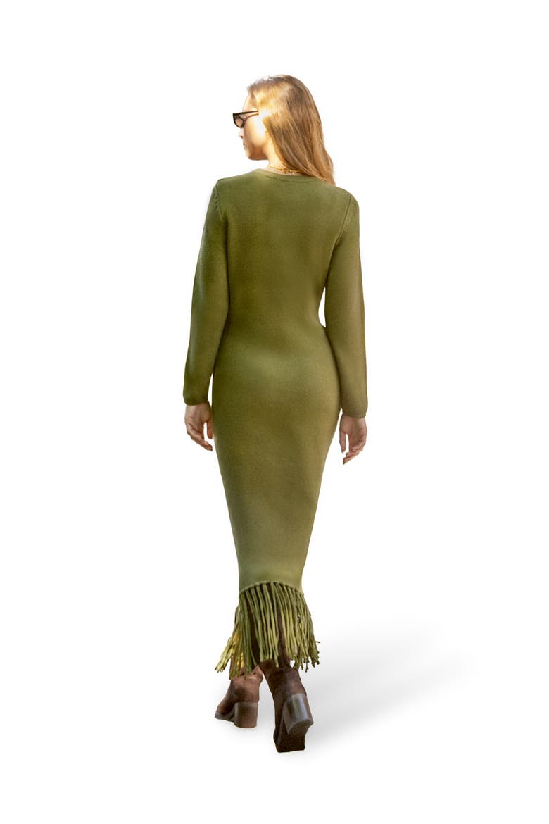 Applique Knit Maxi Dress, Alternate, color, Khaki