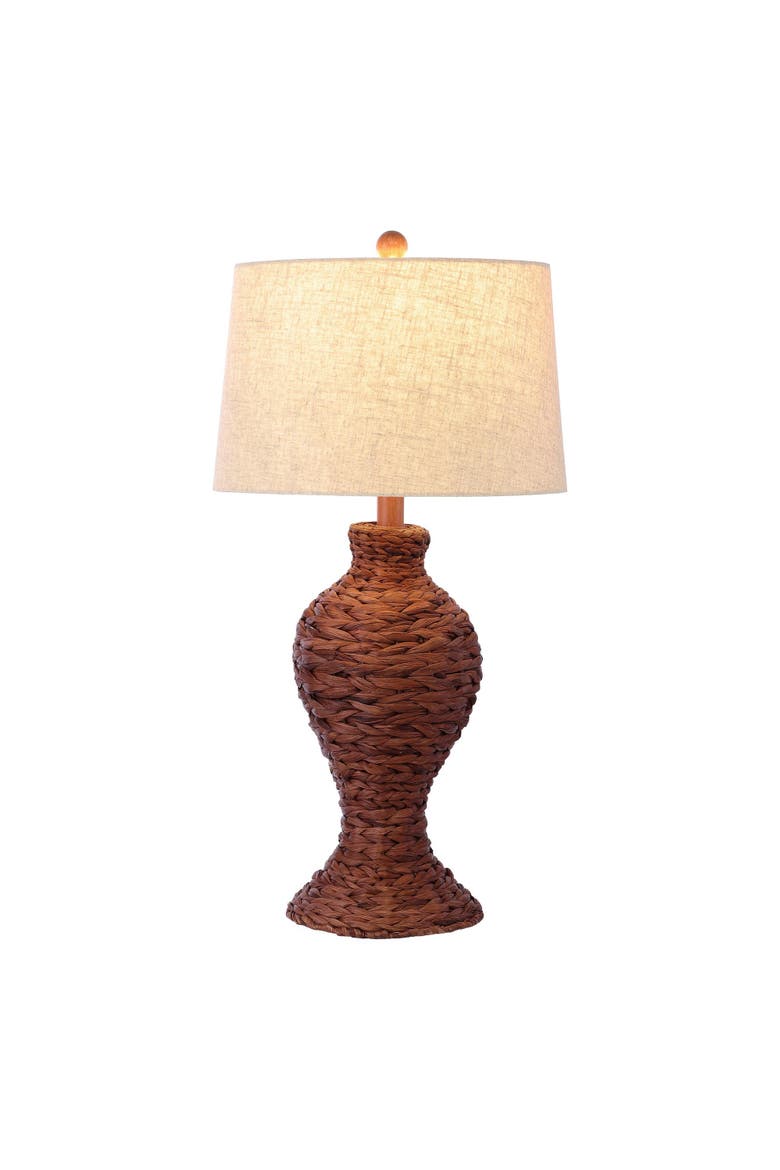 Elicia 31" 1-Light Coastal Cottage Water Hyacinth Weave LED Table Lamp, Main, color, Dark Brown