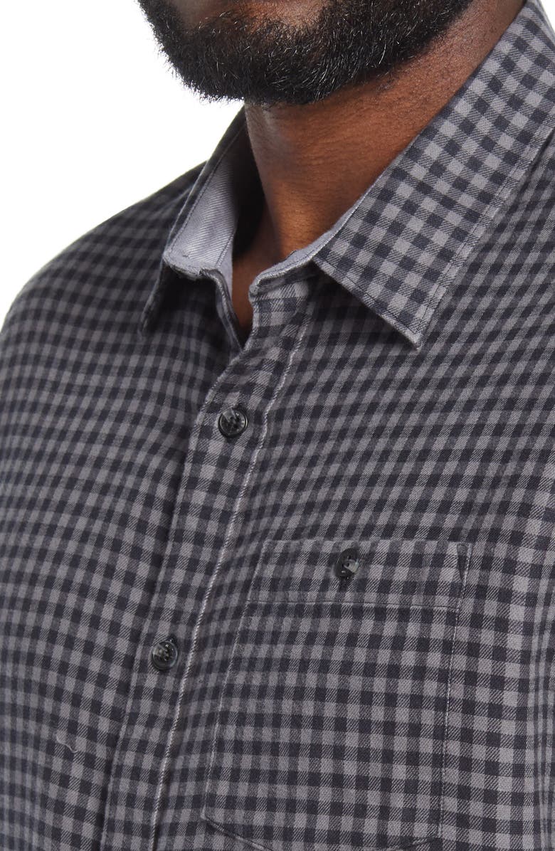 TravisMathew Touch and Go Regular Fit Plaid Cotton Button-Up Shirt, Alternate, color, Black