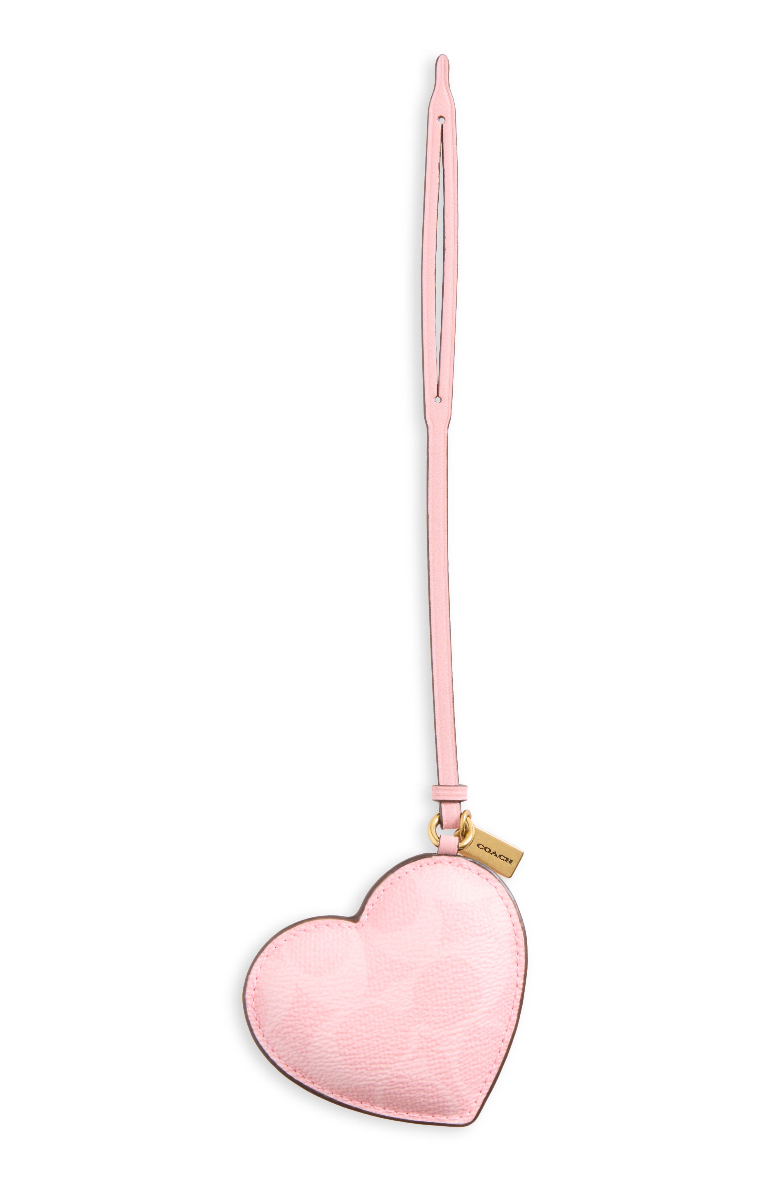Puffy Heart Signature Coated Canvas Bag Charm, Main, color, B4/ POWDER PINK