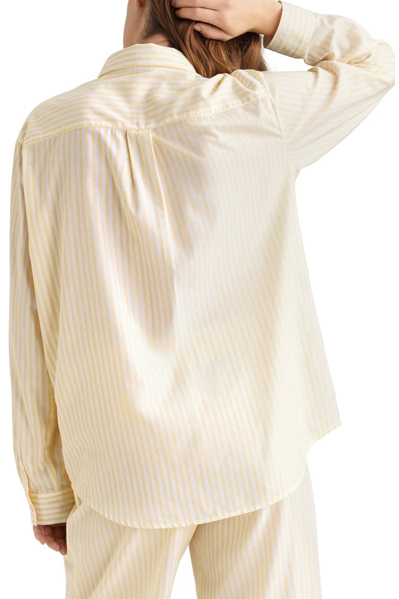 Stripe Woven Button-Up Sleep Shirt, Alternate, color, YELLOW