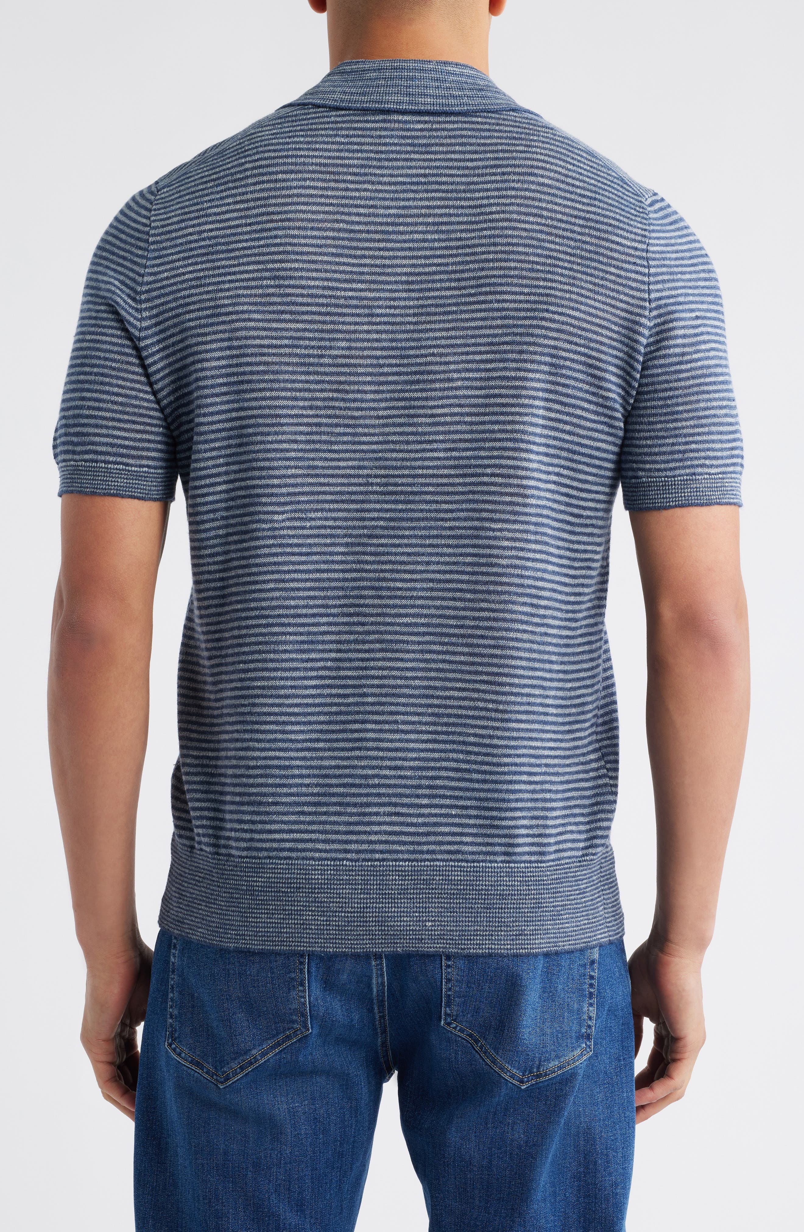 Stripe Linen Sweater Polo - image 2