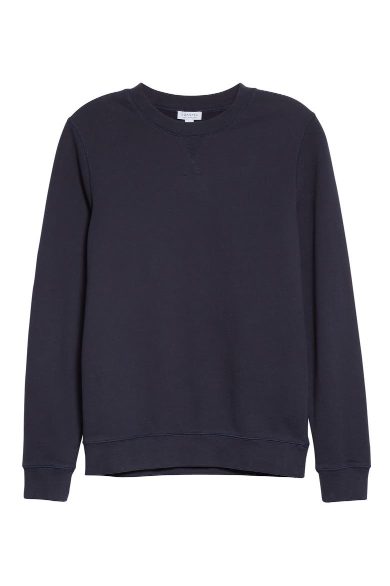 French Terry Crewneck Sweatshirt, Alternate, color, NAVY