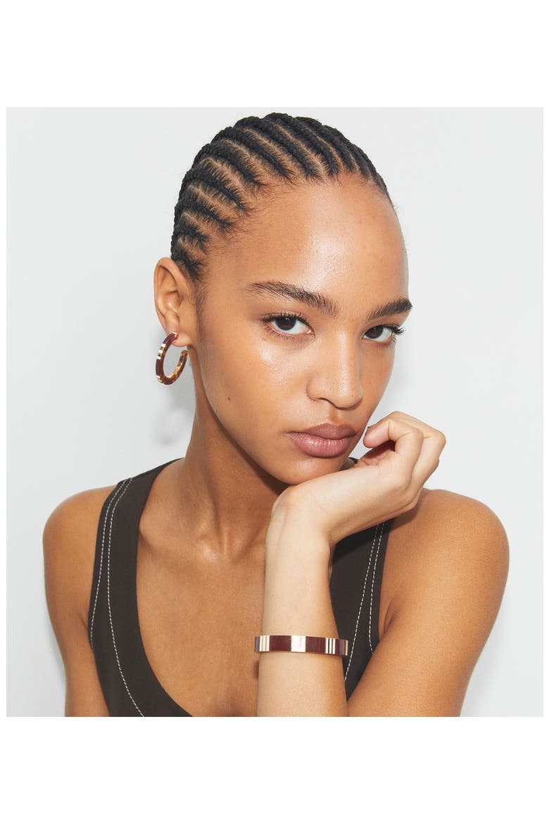 T-Stripe Bangle Bracelet, Alternate, color, TORY GOLD / BURGUNDY / PINK