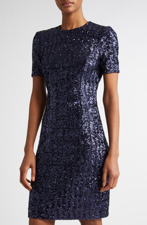 Michael Kors Sequined Short-sleeve Mini Dress In Maritime