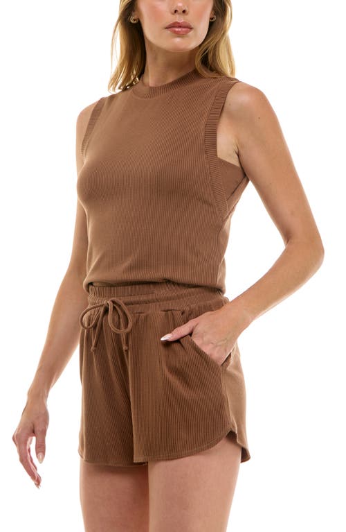 Urban Social Rib Tank Top In Brown
