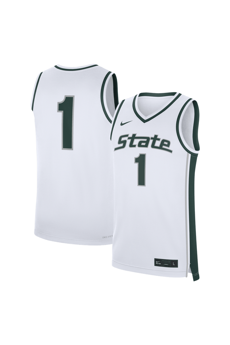 Men's Nike #1 White Michigan State Spartans Alternate Replica Basketball Jersey, Main, color, White