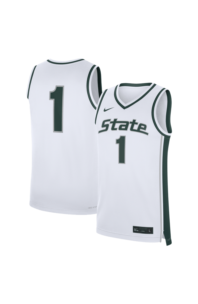 Nike Men
s Nike #1 White Michigan State Spartans Alternate Replica Basketball Jersey, Main, color, White