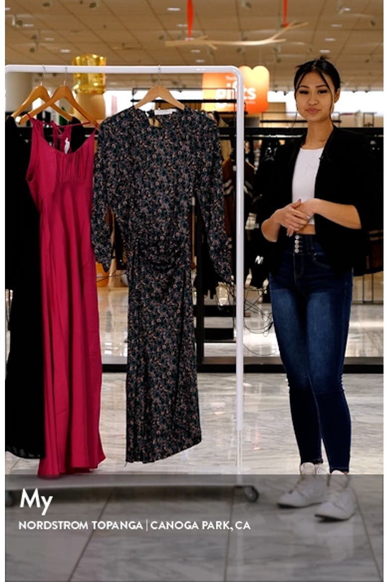 Ruched Long Sleeve Midi Dress video