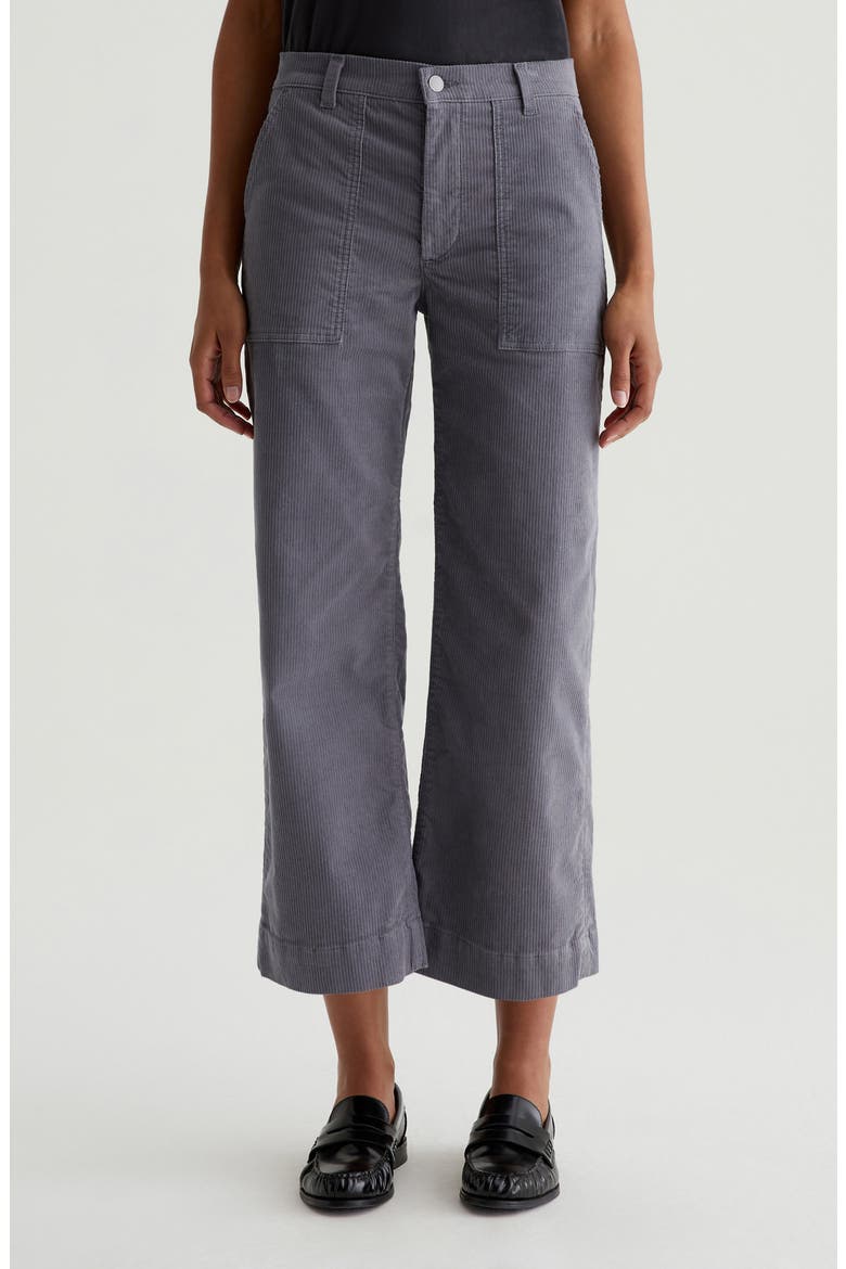 Saige Mid Rise Wide Leg Corduroy Pants, Main, color, GREY EMBER