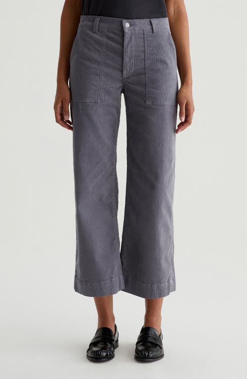 AG Saige Mid Rise Wide Leg Corduroy Pants in Grey Ember 