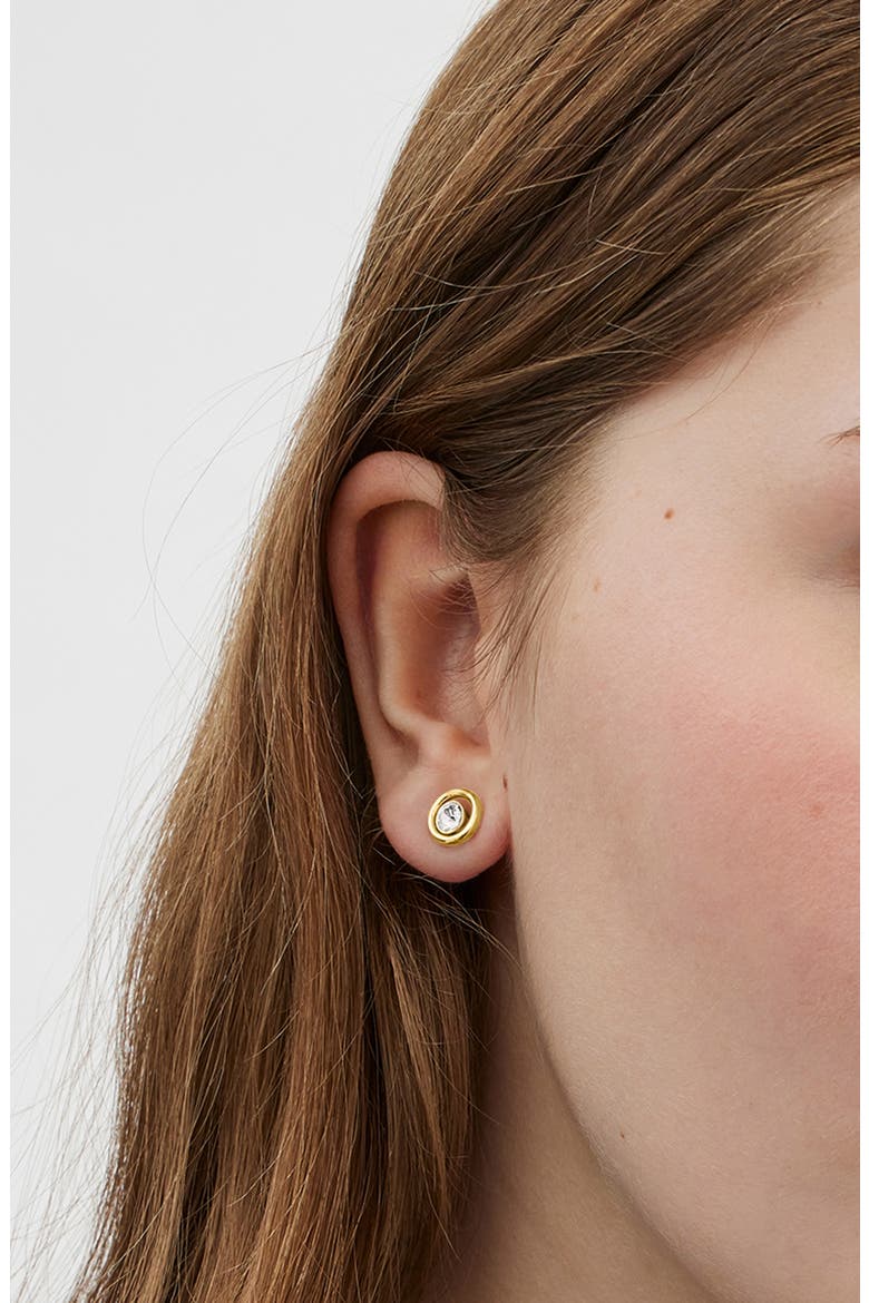 Halo Crystal Stud Earrings, Alternate, color, CRYSTAL/ GOLD