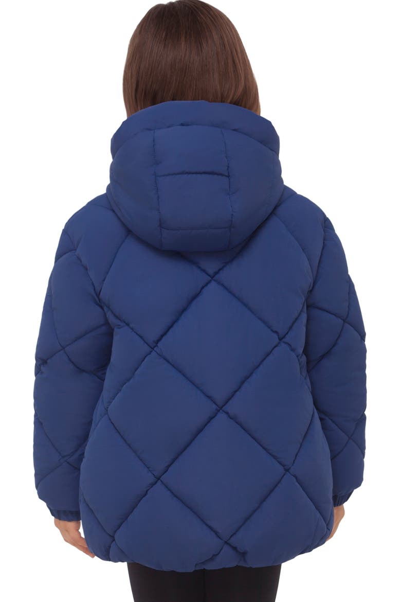 Kids' Charlotte Diamond Quilted Hooded Puffer Jacket, Alternate, color, Navy