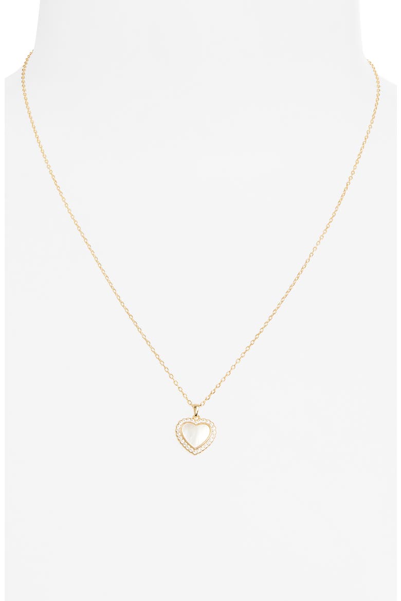 Mother-of-Pearl Pavé Heart Pendant Necklace, Alternate, color, GOLD/ WHITE