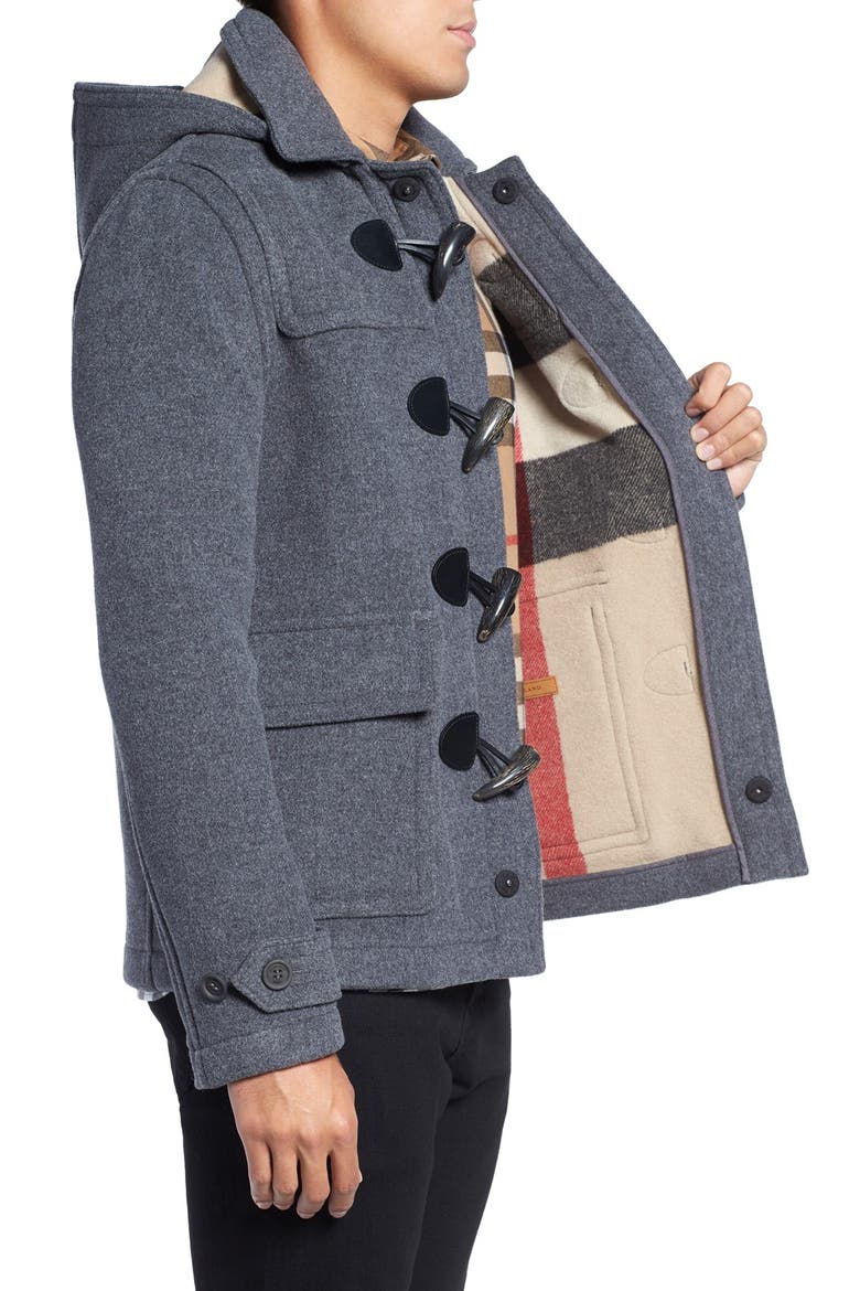Brit 'Burwood' Duffle Coat, Alternate, color, MID GREY MELANGE