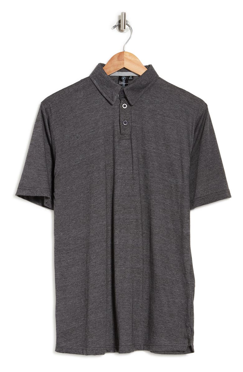 BURNSIDE Short Sleeve Polo Shirt, Main, color, Heather Charcoal