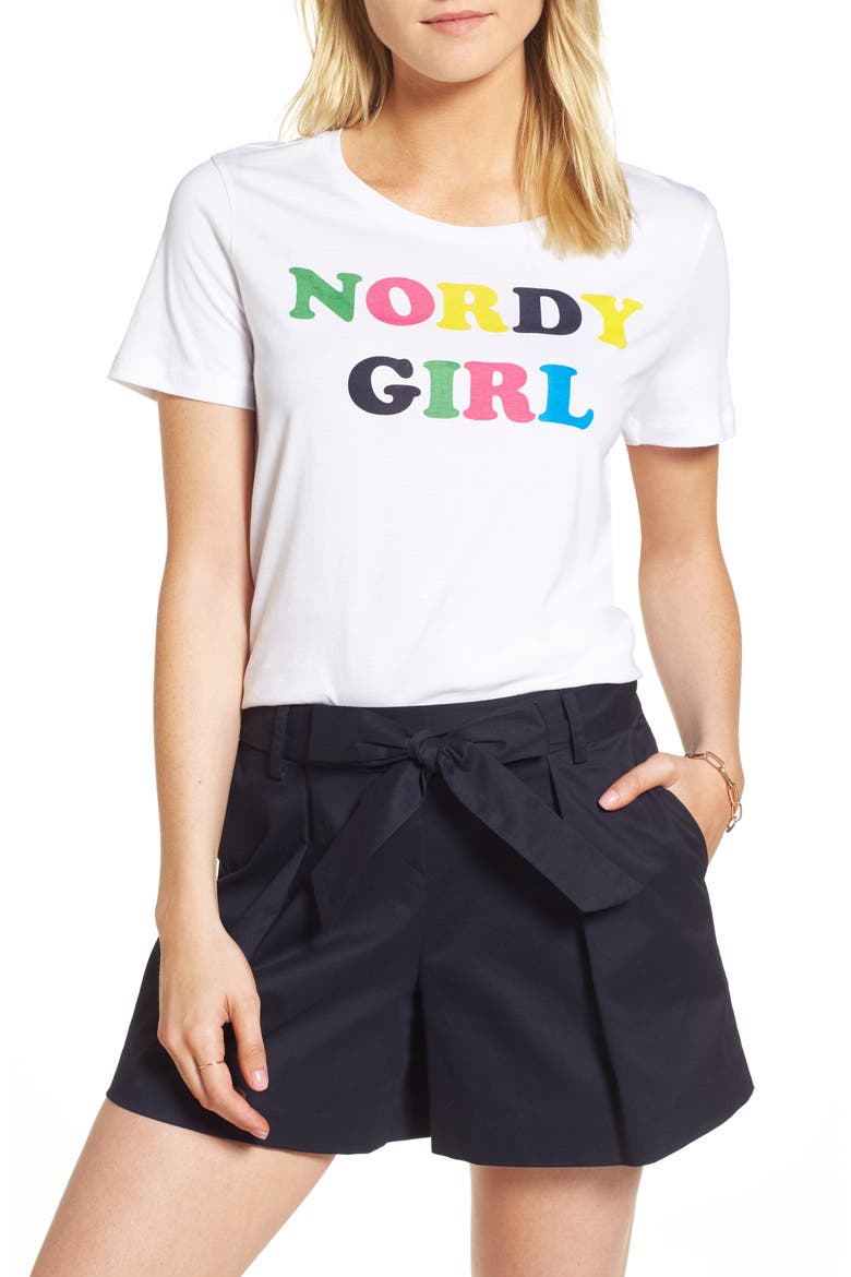 Short Sleeve Cotton Tee, Main, color, WHITE MULTI NORDY GIRL