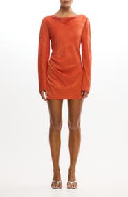 Significant Other Arielle Long Sleeve Crushed Satin Cocktail Minidress