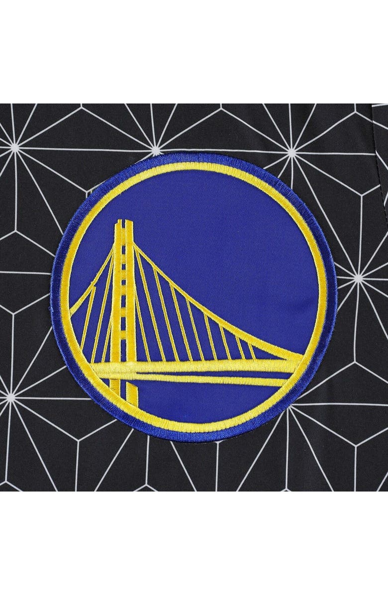 STARTER Men's Starter Black Golden State Warriors In-Field Play Fashion Satin Full-Zip Varsity Jacket, Alternate, color, Black