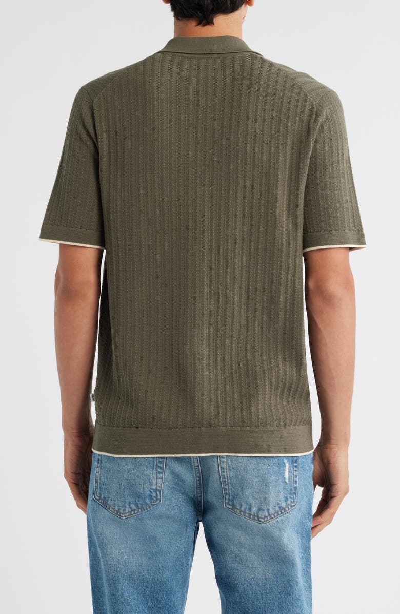 NN07 Nalo 6561 Short Sleeve Knit Cotton Button-Up Shirt, Alternate, color, Capers