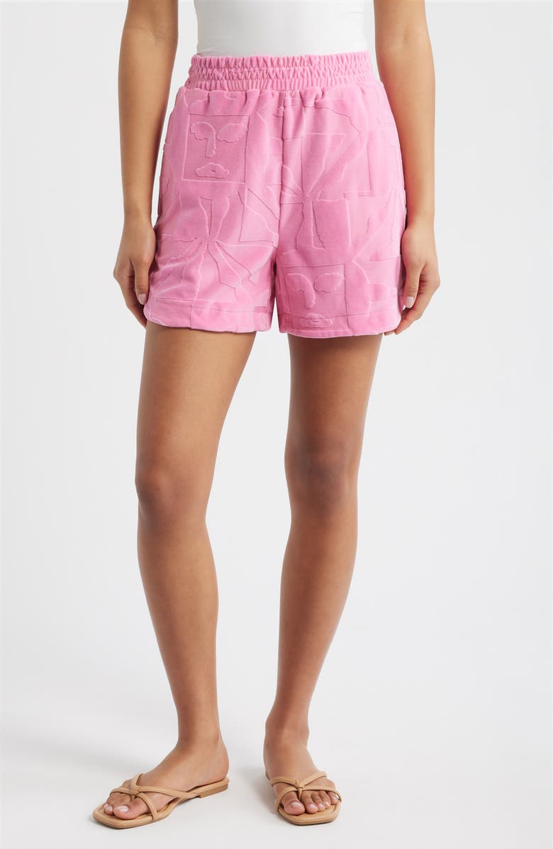 ICHI Textured French Terry Shorts, Main, color, Wild Orchid