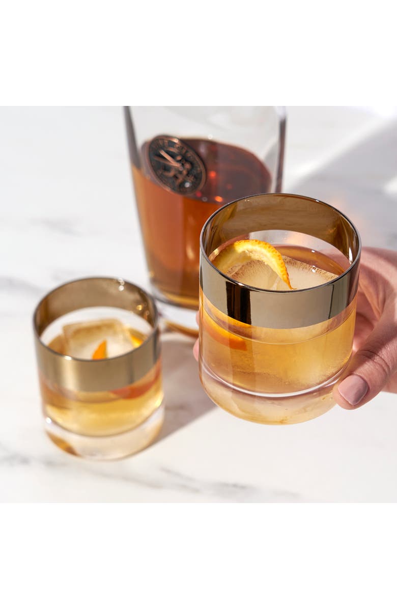 Viski Irving Crystal Tumblers with Bronze Rim Set of 2, Alternate, color, Clear