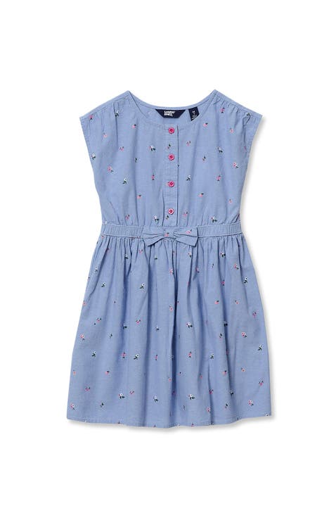Girls Short Sleeve Lightweight Denim Dress