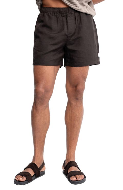 Linen Blend Drawstring Shorts