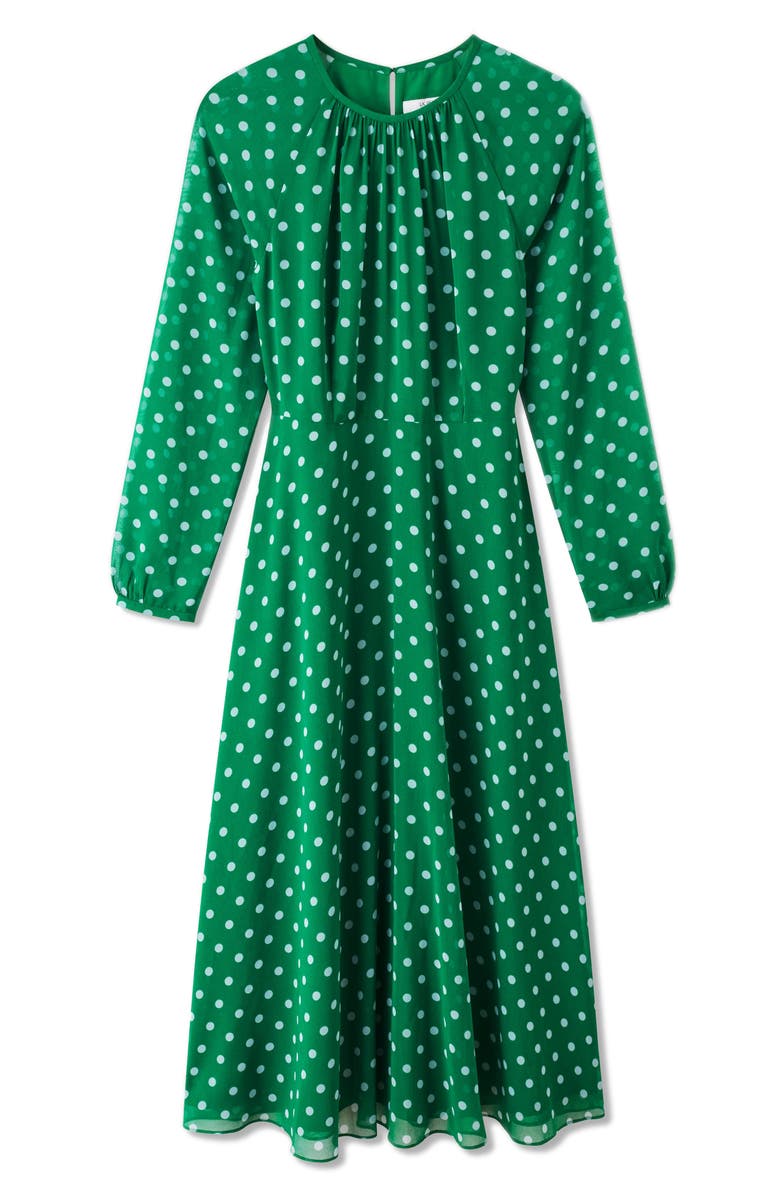 LK Bennett Addison Polka Dot Long Sleeve Midi Dress, Alternate, color, 