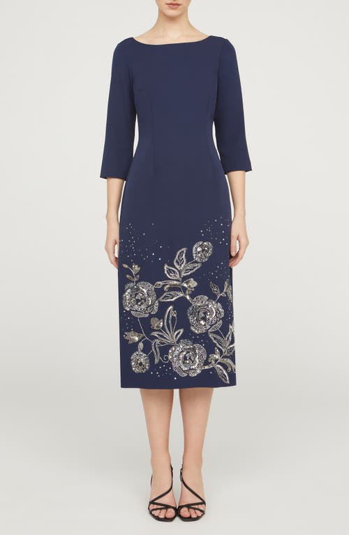 Js Collections Delilah Floral Beaded Cocktail Midi Dress