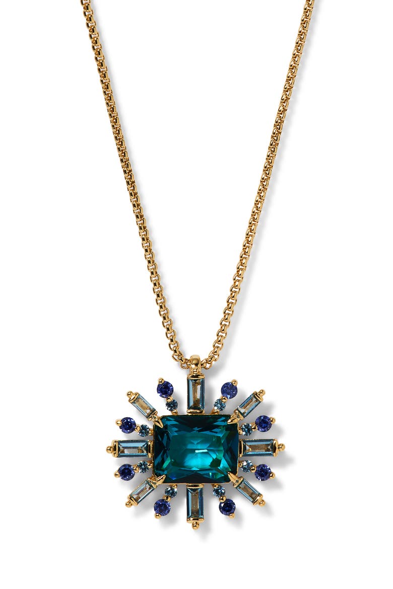 Stellar Full Halo Cubic Zirconia Pendant Necklace, Main, color, GOLD/ MULTI