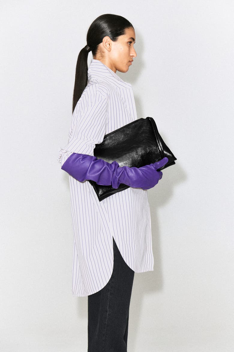 Long Leather Gloves, Alternate, color, PURPLE