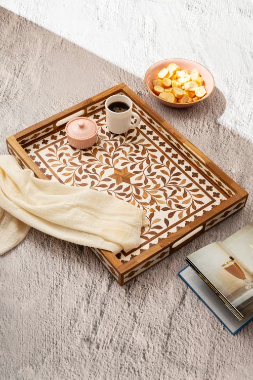 Gauri Kohli Jodhpur Rectangle Tray In Brown